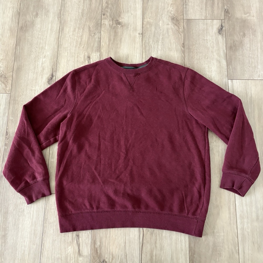 GH Bass & Co Mens‎ Crewneck Sweatshirt Burgundy Heather Pullover Large